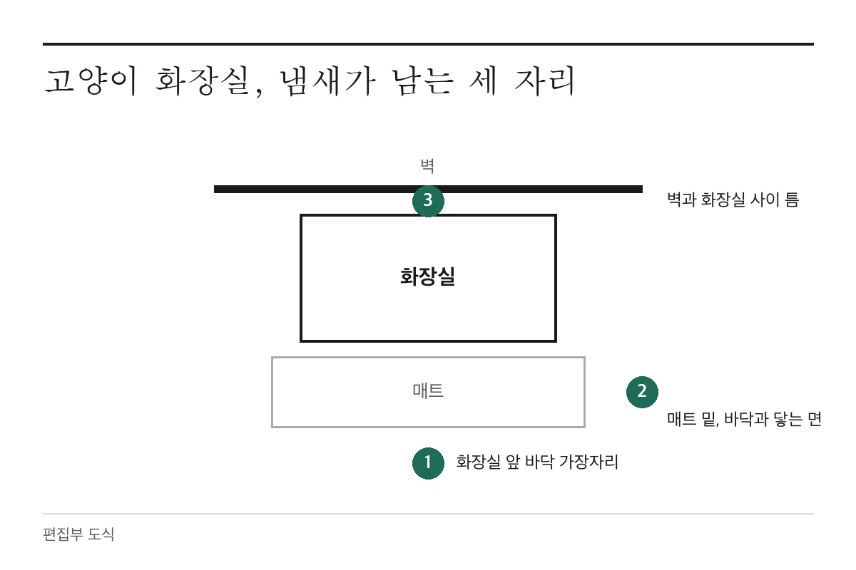 고양이 화장실 냄새가 남는 자리와 정리 순서