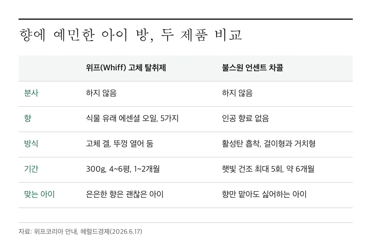 향에 예민한 아이 순한 탈취제 추천 2026, 뿌리지 않는 고체형부터 무향 흡착형까지 4가지